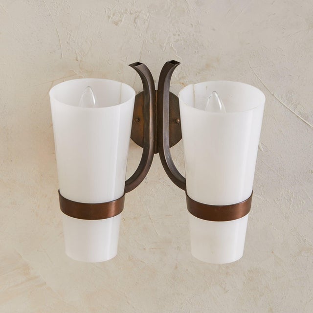 1960s Italian Brass + Acrylic Two-Arm Sconces For Sale In Chicago - Image 6 of 10