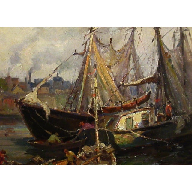 Textile Claude Curry Bohm Lobster Fishermen C. 1945 Painting For Sale - Image 7 of 9