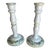 Italian Hand-Painted Ceramic Floral Candlestick Holders - Pair For Sale