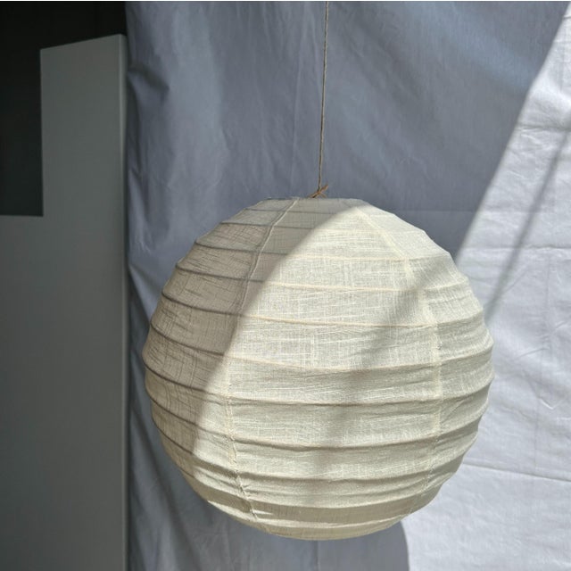 Japanese-Style Rattan and Natural Linen Pendant Light, 1980s For Sale - Image 17 of 17