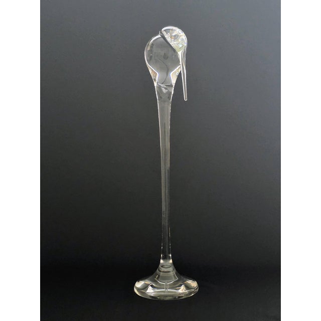 Elegant perfection defines this crystal clear glass sculpture of a 15" tall Stork designed by Paul Schulze for Steuben...