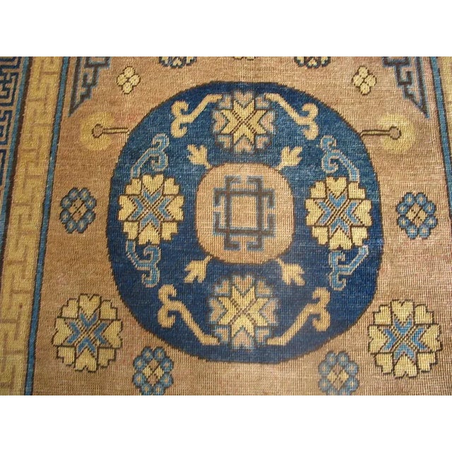 19th Century 1870s Traditional Camel Small Medallion Antique Central Asian Khotan Rug For Sale - Image 5 of 6