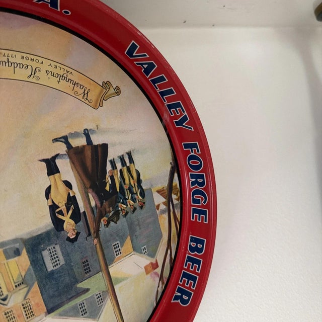 1940s Vintage Scheidt’s Valley Forge Beer Platter Depicting Washington’s HQ For Sale - Image 5 of 9