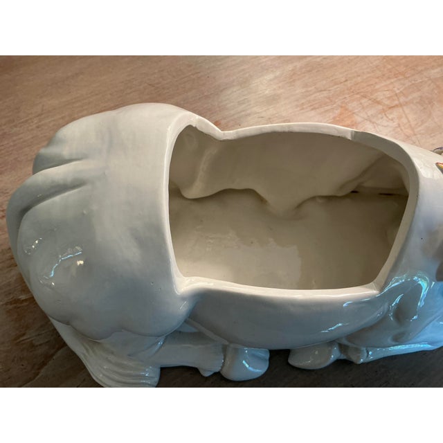 White Vintage Italian Majolica Ceramic Hand Painted Cow Soup Tureen For Sale - Image 8 of 12