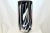 High contrast Postmodern blown art Murano – style glass 14 inch vase in black with white free form swirls and red accents...