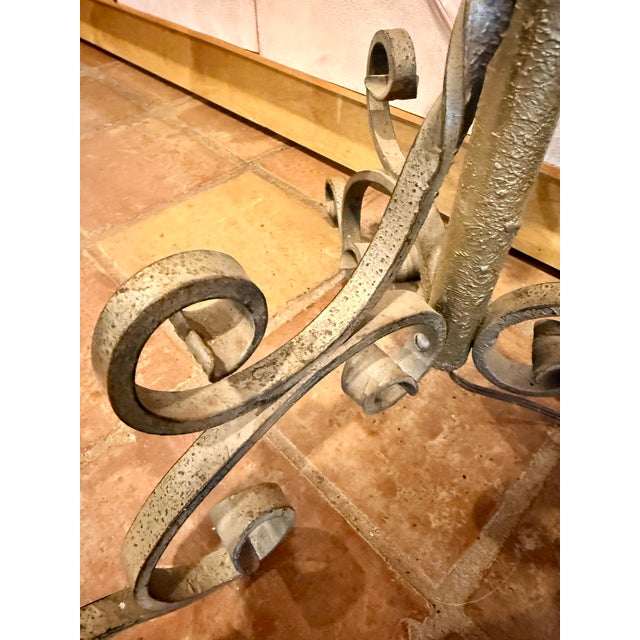 Gold Vintage Sculptural Wrought Iron Two-Light Floor Lamp, Torchère With Grape Vine Entwined Column, Circa 1950s For Sale - Image 8 of 12