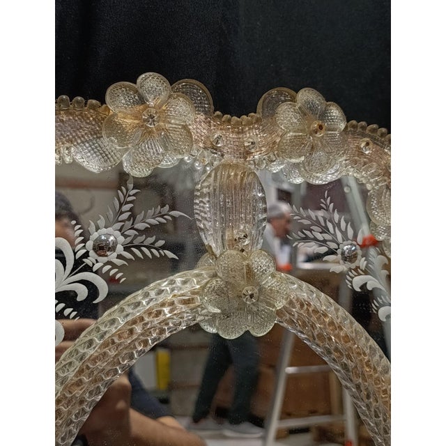 Antique Murano Glass Mirror, 1950s For Sale - Image 3 of 7