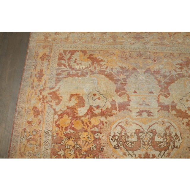 Brown Antique Square Agra Pictorial Animal Rug - 6'1" x 7'4" For Sale - Image 8 of 11