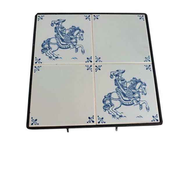 Black Vintage Wine Bottle Holder Table With Deft Tile For Sale - Image 8 of 12