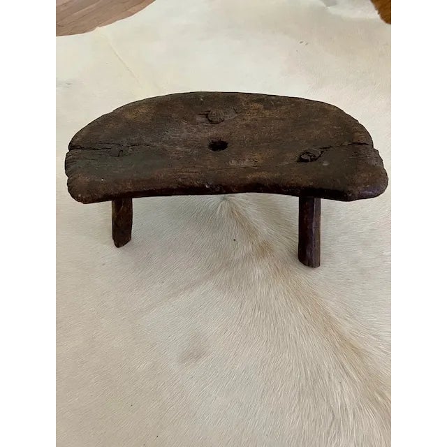 Fantastic Antique French Oak Low Milking Stool. Increasingly hard to find and this one has amazing character and patina.