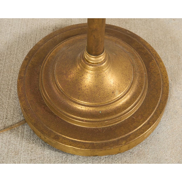Midcentury Patinated Brass Adjustable Pharmacy Floor Lamp For Sale - Image 9 of 18