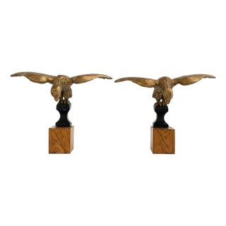 Unknown, Carved and Gilded Wooden Eagles, 1800s, Gold Leaf & Pinus Cembra, Set of 2 For Sale