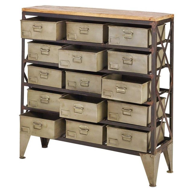 2000 - 2009 Steampunk Rustic Retro Industrial Storage Chest of Drawers With 15 Storage Bins For Sale - Image 5 of 10
