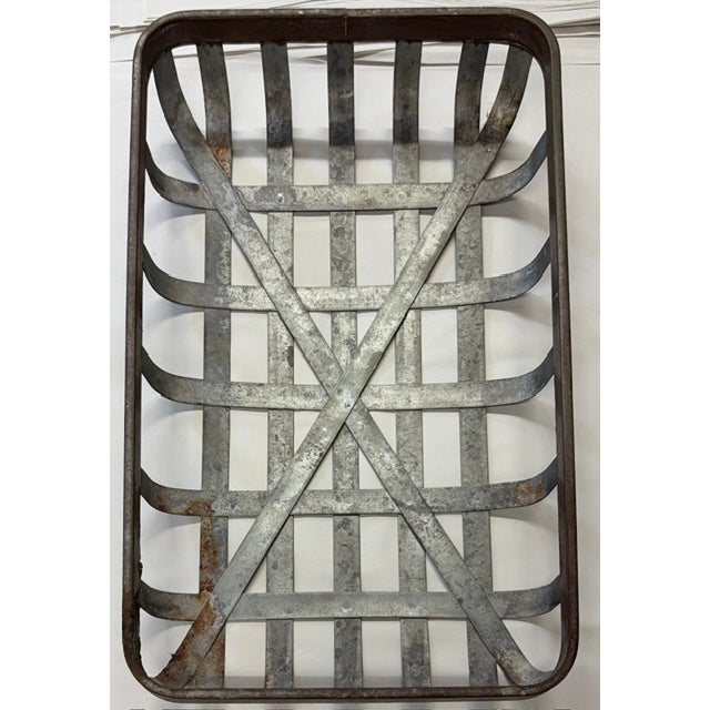 American Early Galvanized Aluminum Tobacco Style Metal Basket For Sale - Image 3 of 5