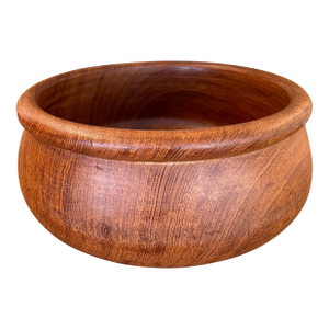 Vintage Hand-Turned Decorative Teak Wood Bowl by Winesome, Made in Thailand
