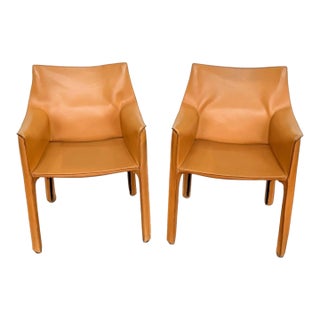Pair Mario Bellini "Cab 413" Chairs for Cassina, Italy C. 1970 For Sale
