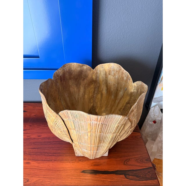 1970s 1970s Large Brass Sea Shell Planter For Sale - Image 5 of 12