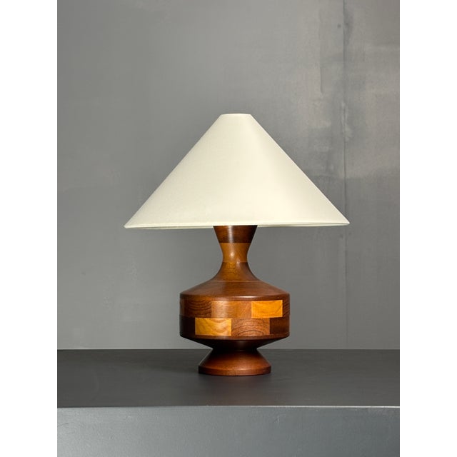 Mid-Century English Teak Table Lamp with Geometric Wood Inlay, 1955 For Sale - Image 13 of 13