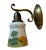 American 1920s Hand Painted Landscape Milk Glass on Brass S Shape Armed Wall Sconce For Sale - Image 3 of 6