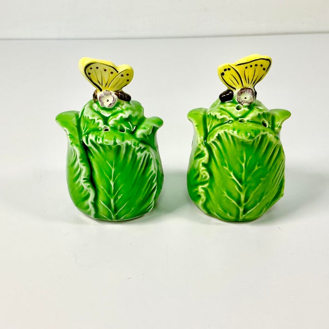 1970s Vintage Boho Chic Hollywood Regency Lettuce Leaf Salt & Pepper Shakers - A Pair. For Sale - Image 6 of 11