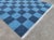 Handmade Vegetable Dyed Woolen Checked Pattern Rug Sky Blue and Navy Blue - 8x10 For Sale - Image 6 of 8