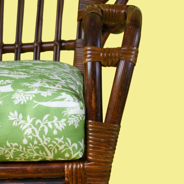 1970s 1970s Pair of Italian Ballon Back Rattan and Cane Wrapped Chairs For Sale - Image 5 of 7