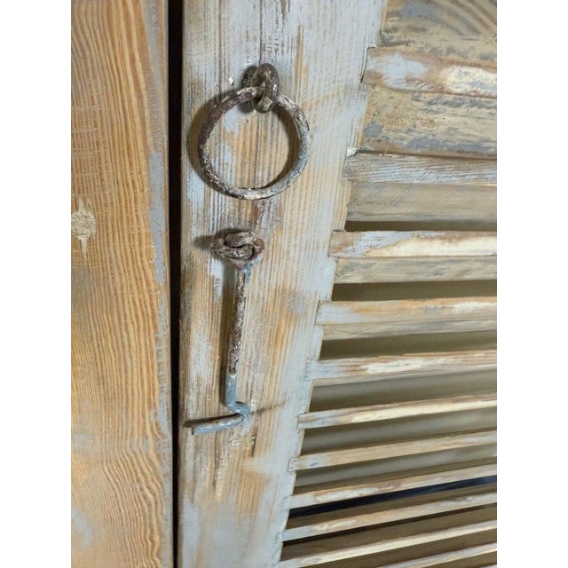 19th Century Antique French Provincial Distressed Wood Shutters, Pair For Sale - Image 11 of 15