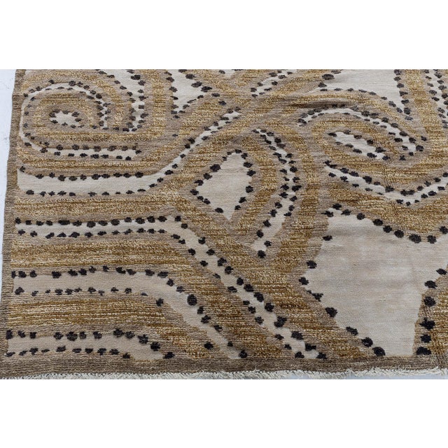 Modern Abstract Contemporary Fluid Band Beige Carpet "Gildrift" by Doris Leslie Blau For Sale - Image 3 of 8