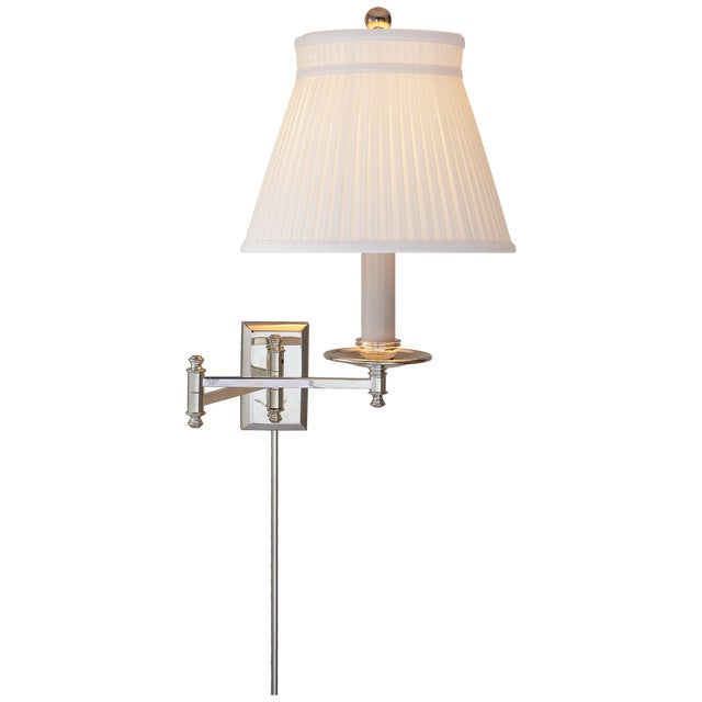 Dorchester Swing Arm in Polished Nickel with Silk Crown Shade Designer: Chapman & Myers Height: 15" Extension: 22"...