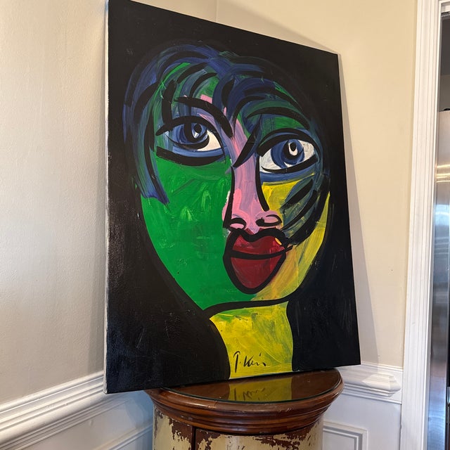 Textile 1970s Big Abstract Portrait by Peter Keil For Sale - Image 7 of 8