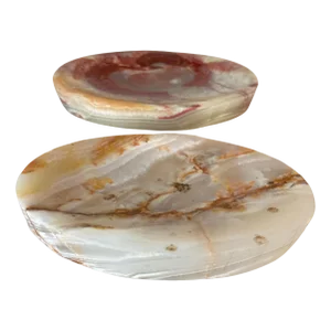 Ashtrays in Onyx and Oval Shape, Italy, 1960s, Set of 2