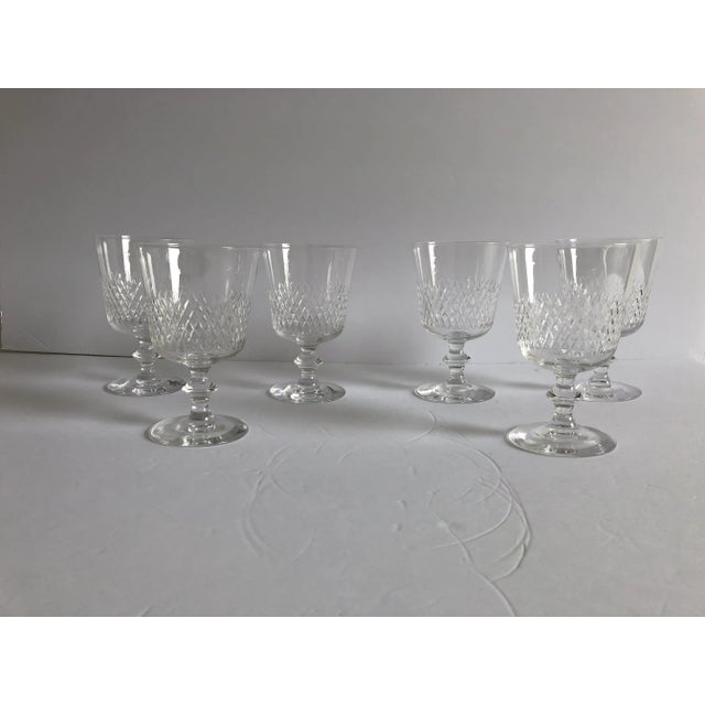 Midcentury Light Weight Crystal Wine Glasses Set of 6 For Sale In New York - Image 6 of 6