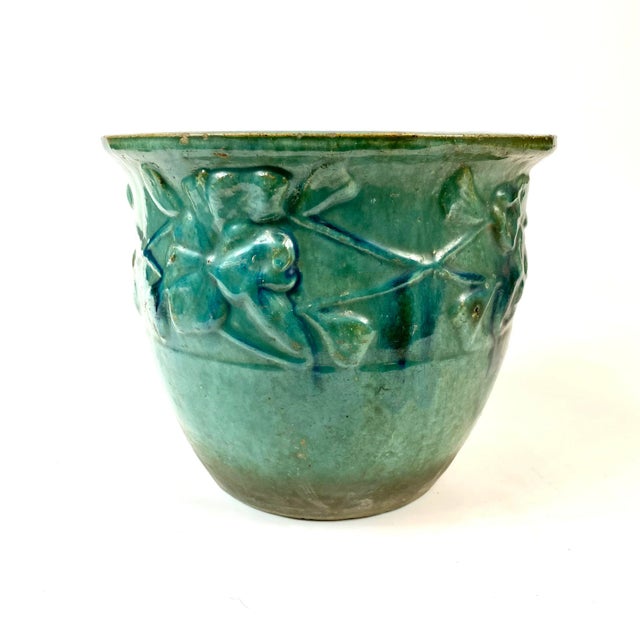 Chinese 19th Century Chinese Morning Glory Turquoise Planter For Sale - Image 3 of 9