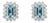 1.14ct Emerald Cut Aquamarine & Diamond Halo Stud Earrings in 14k White Gold- A Pair For Sale
