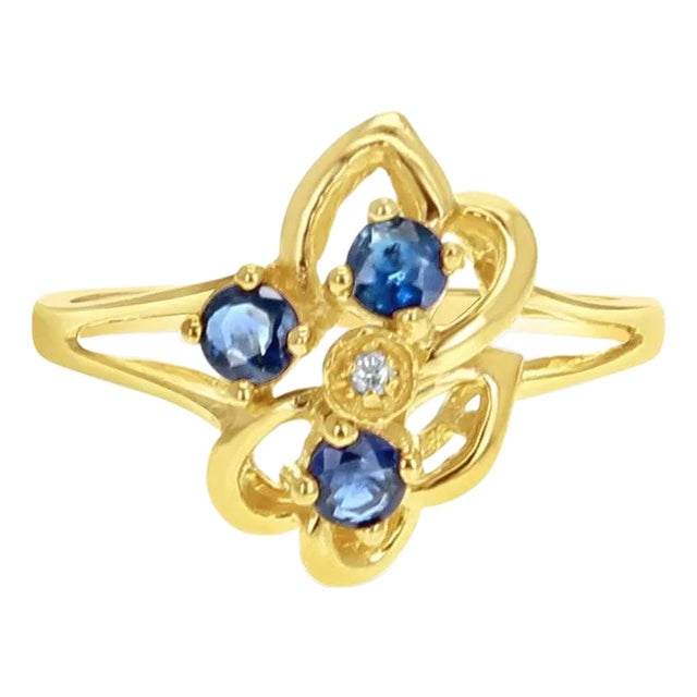 Sapphire Ring 10k Yellow Gold, Size 6 For Sale