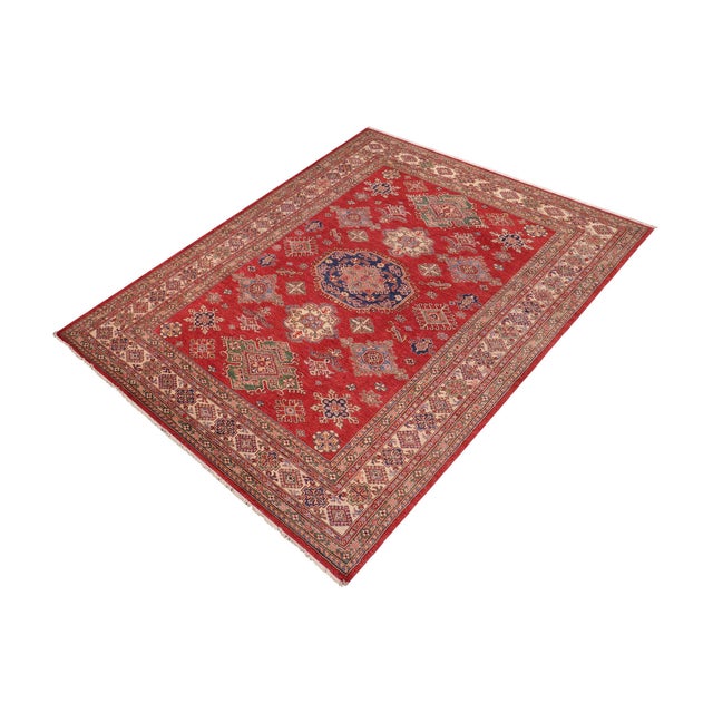 Shabby Chic Rustic Super Kazak Red/Beige Wool Rug - 8'9'' X 11'8'' For Sale - Image 3 of 10