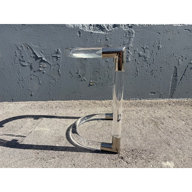 Charles Hollis Jones 1980s mall Lucite Side Table For Sale - Image 4 of 8