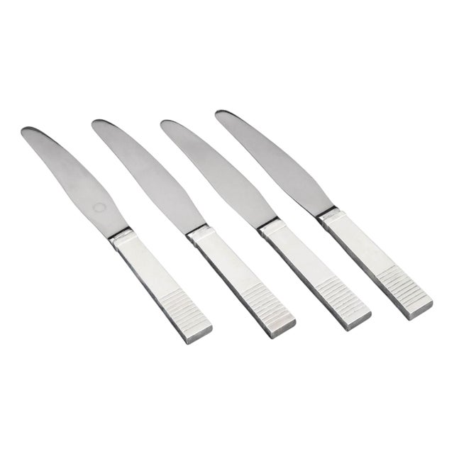 Parallel Lunch Knives by Oscar Gundlach-Pedersen for Georg Jensen, 1940s, Set of 4 For Sale