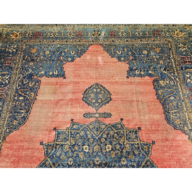 19th Century Oversized Persian Khorassan Rug, Hand-Knotted Wool, Floral Pattern, Red & Blue, 11’ X 16’ For Sale - Image 11 of 18