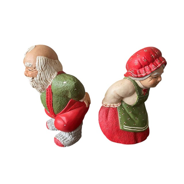 Mid-Century Modern Vintage Mr. & Mrs. Santa Claus Warm Buns Figures-a Pair For Sale - Image 3 of 12