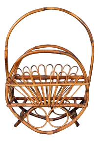 Vintage Magazine Rack in Bamboo and Wicker