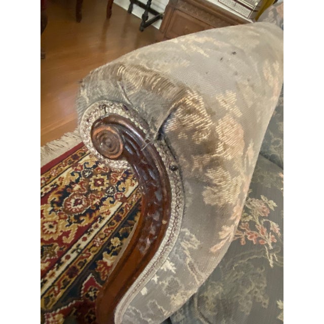 20th Century Duncan Phyfe Brocade Green Upholstered Sofa For Sale - Image 11 of 11