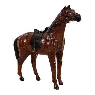 Vintage 1960s Leather Horse Equestrian Model For Sale