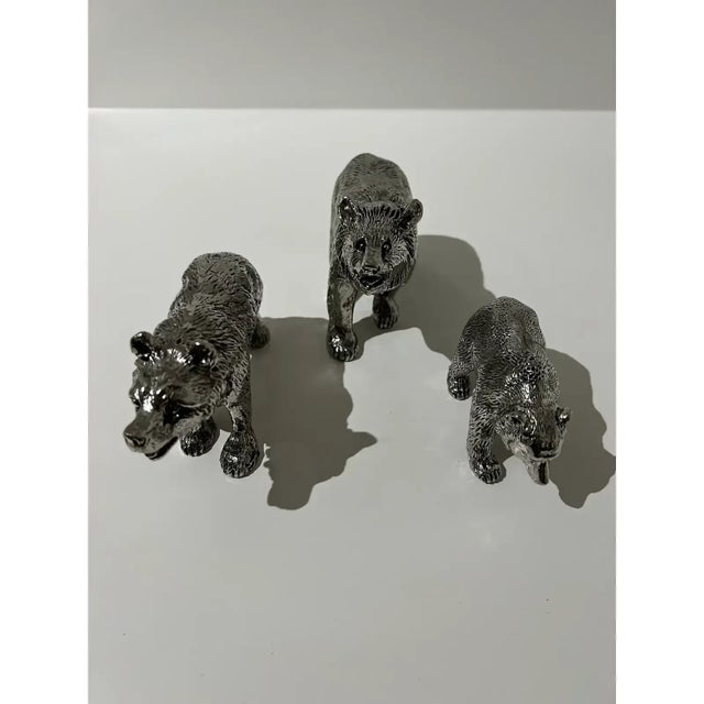 Tuscan Set of 3 Pewter Bears by Cipolla Pewter, Made in Italy From Gorsuch in Aspen For Sale - Image 3 of 10
