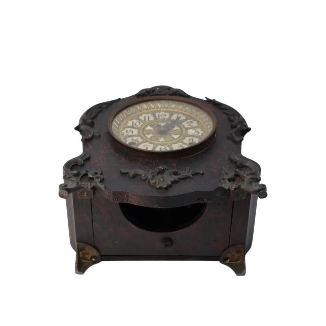 Antique Victorian Rococo Revival Mantel Clock With Ornate Cartouche Dial, Circa 1900 For Sale - Image 12 of 18