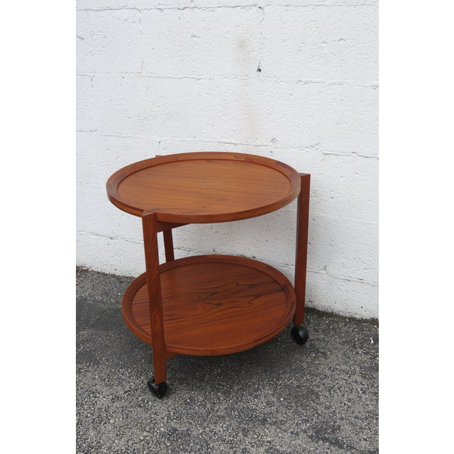 Danish Modern 1960s Round Service Teak Trolley Server Sika Møbler 6067 For Sale - Image 14 of 14