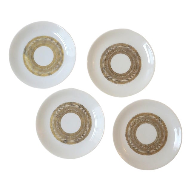 Porcelain Small Plates, French Modernism, Designer Jean Luce, Set of 4 For Sale