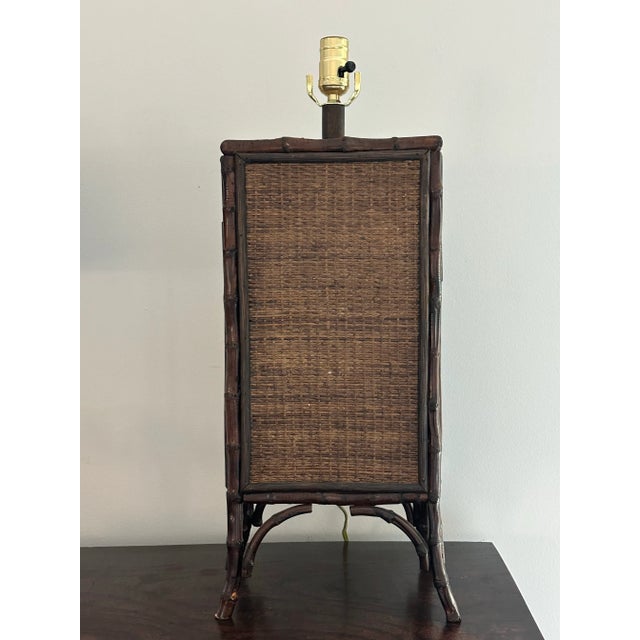 Lauren Ralph Lauren Vintage Boho Burnt Bamboo Lamp For Sale - Image 4 of 9