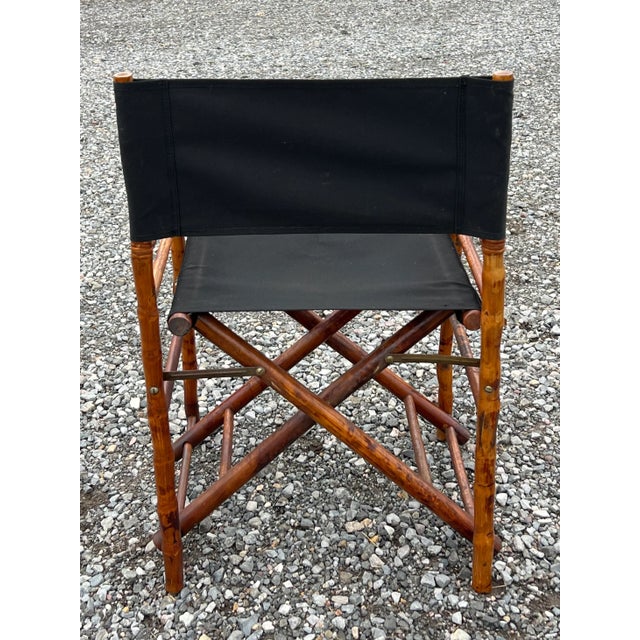 Wood Vintage Tortoiseshell Bamboo Directors Chairs - a Pair For Sale - Image 7 of 10