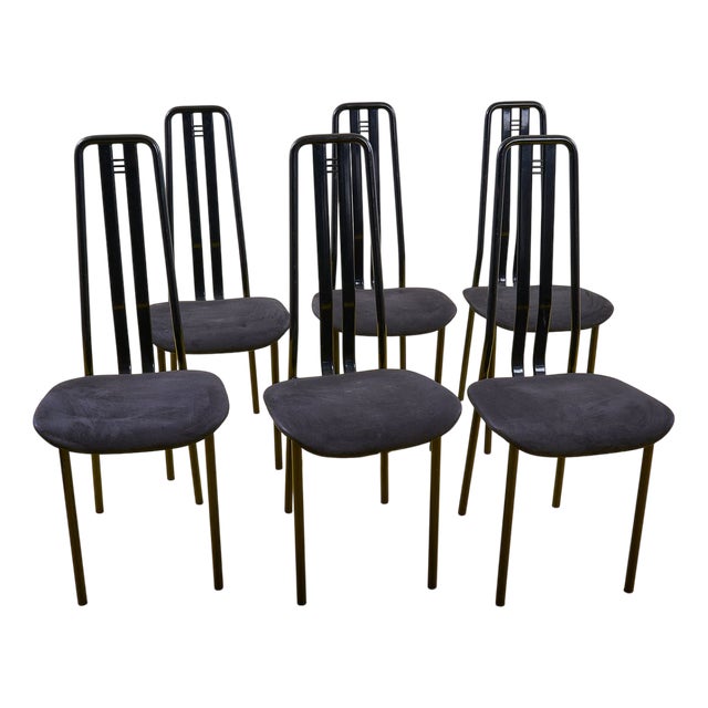 Vintage Chairs in Black Metal by Giorgio Cattelan, Set of 6 For Sale